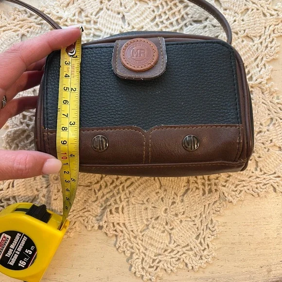 Vintage Martin Roberts Mini Crossbody Bag Brown Black Leather Small Purse - Picture 9 of 12